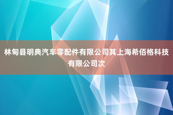 林甸县明典汽车零配件有限公司其上海希佰格科技有限公司次